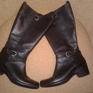 Clarks malia poplar black leather boots, 9 narrow